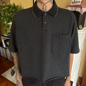 Vintage 90s 2000s Cropped Boxy Knit Black S/S Button Down 2-Button Polo ~ Size M